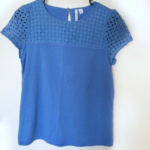 Elle Blue Eyelet Blouse Shirt